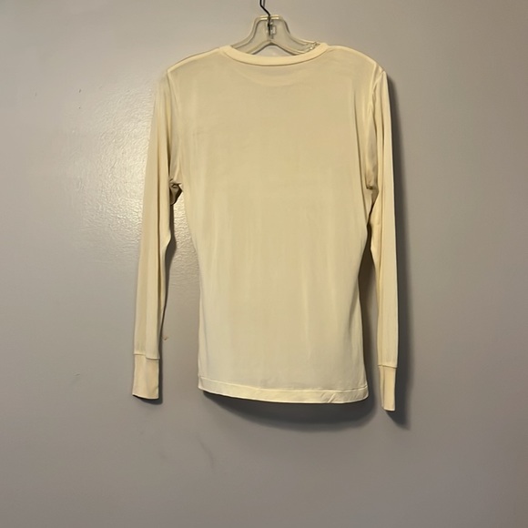 100% Genuine Silk Machine Washable Cream Long Sleeve Two Piece Pajama Set - Picture 5 of 16